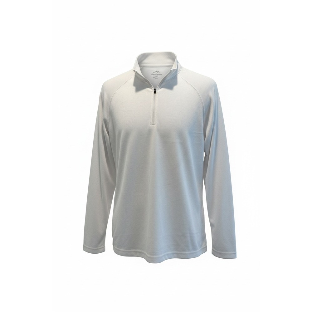 Tri-Mountain Performance Mens Ultracool Quarter Zip Pullover White Long Sleeve L